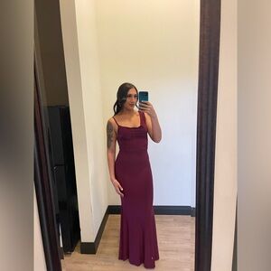Elegant Burgundy Evening Gown